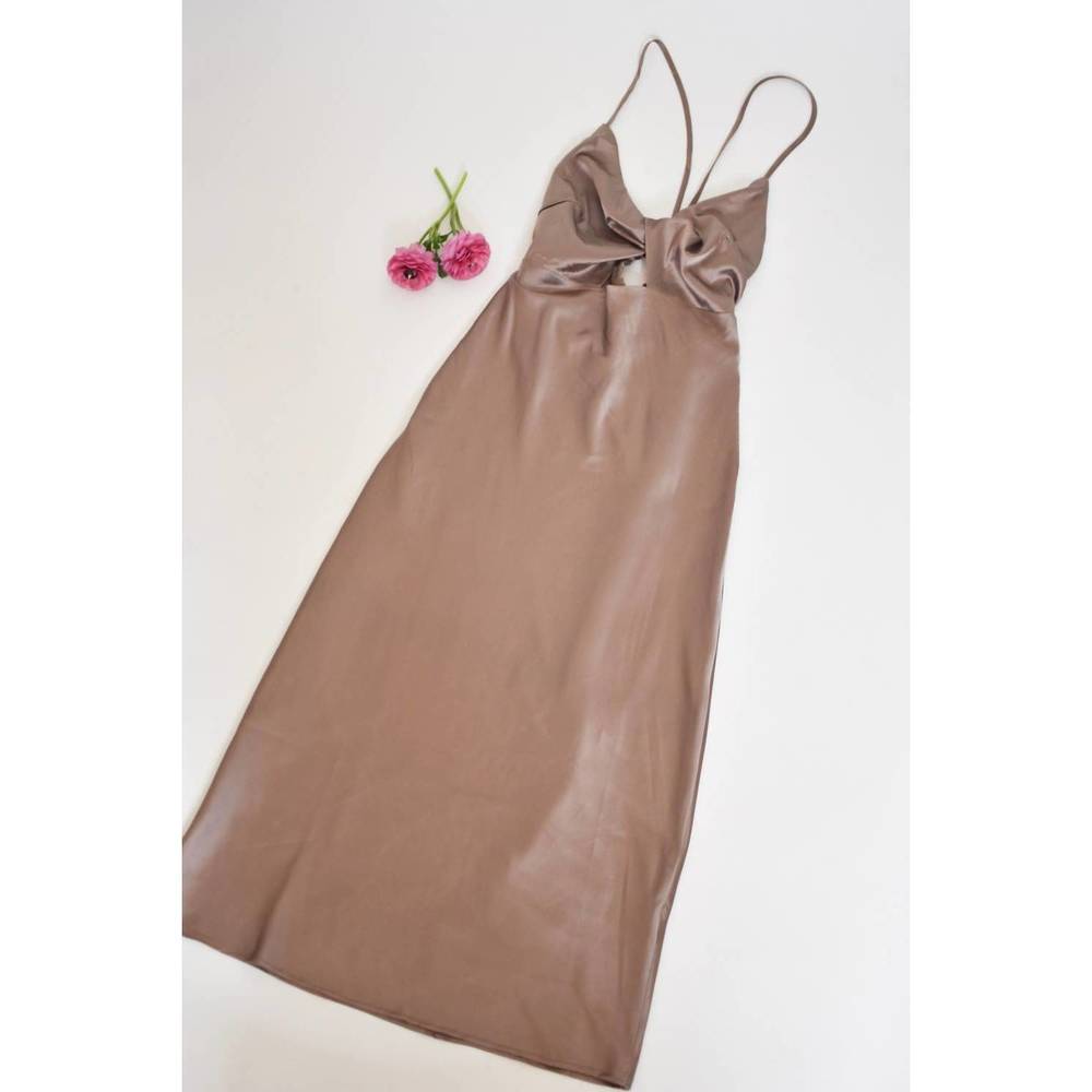 NEW ENDLESS BLU. women's strappy cross tie dress in taupe
